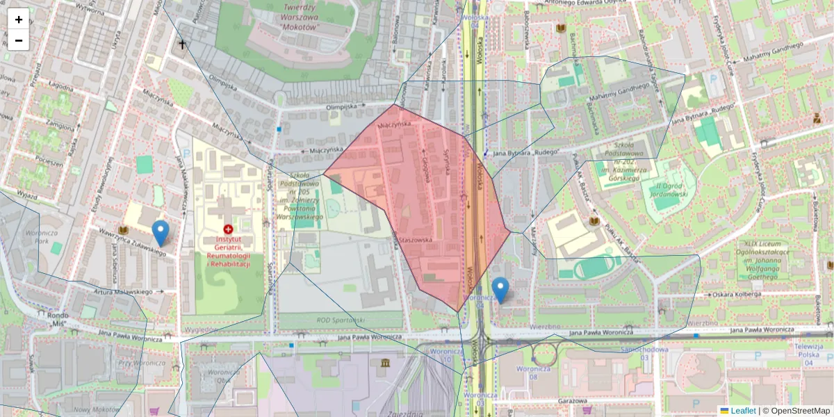 Szczegółowa mapa kodu pocztowego 02-639 z granicami, sąsiednimi kodami pocztowymi i urzędami pocztowymi