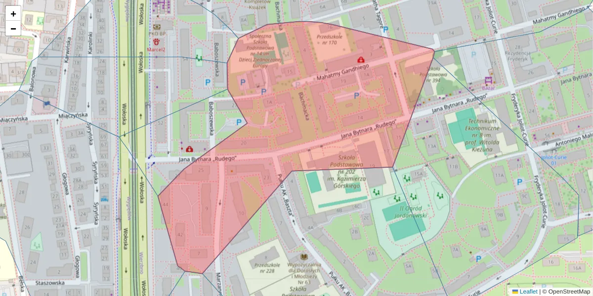 Szczegółowa mapa kodu pocztowego 02-645 z granicami, sąsiednimi kodami pocztowymi i urzędami pocztowymi