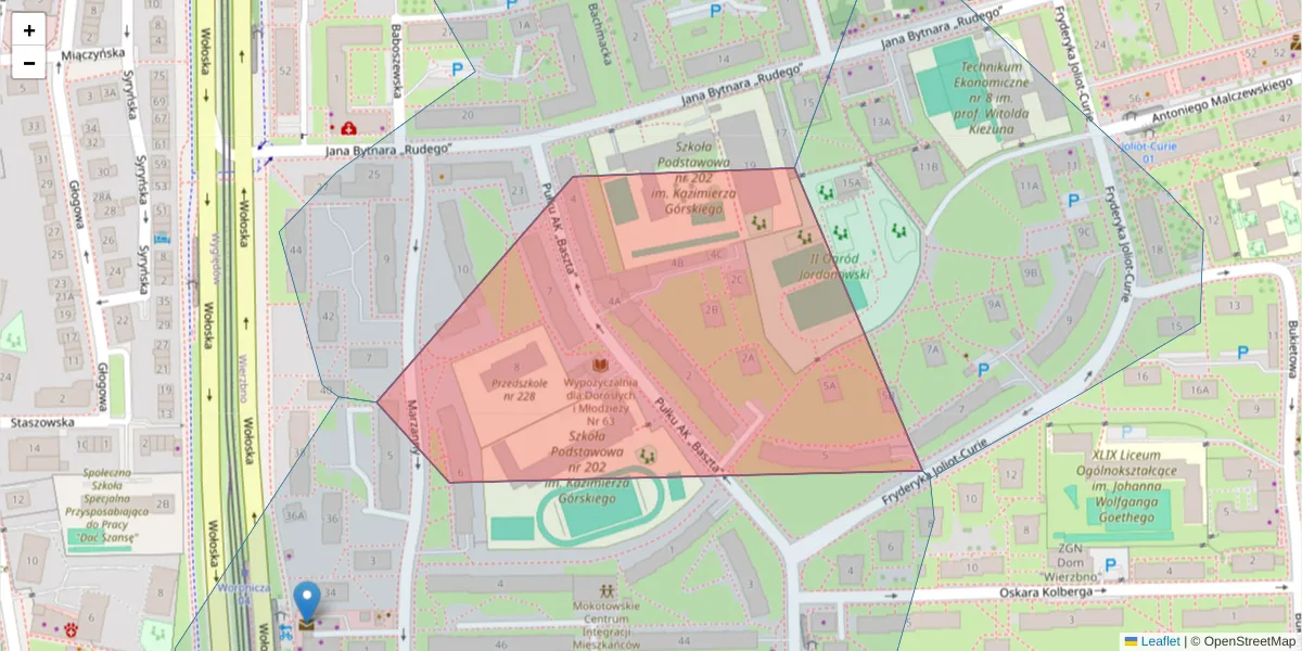 Szczegółowa mapa kodu pocztowego 02-649 z granicami, sąsiednimi kodami pocztowymi i urzędami pocztowymi