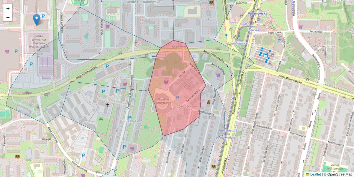 Szczegółowa mapa kodu pocztowego 02-662 z granicami, sąsiednimi kodami pocztowymi i urzędami pocztowymi