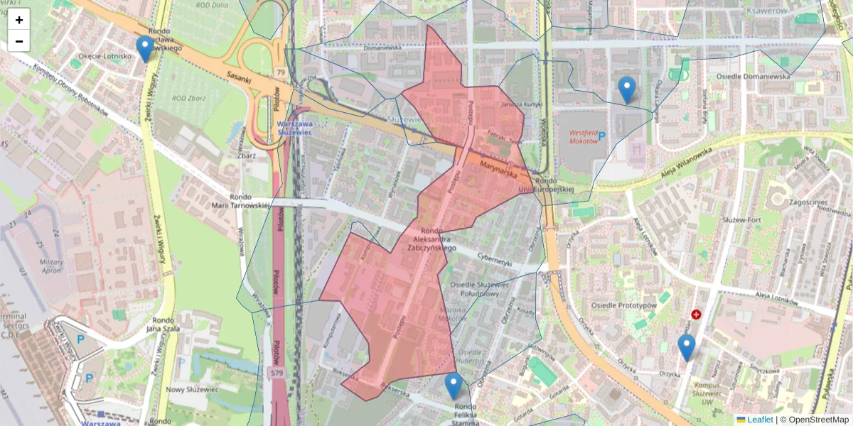 Szczegółowa mapa kodu pocztowego 02-676 z granicami, sąsiednimi kodami pocztowymi i urzędami pocztowymi