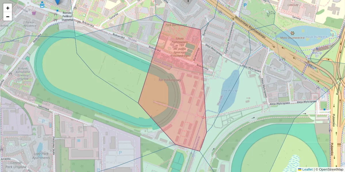 Szczegółowa mapa kodu pocztowego 02-682 z granicami, sąsiednimi kodami pocztowymi i urzędami pocztowymi