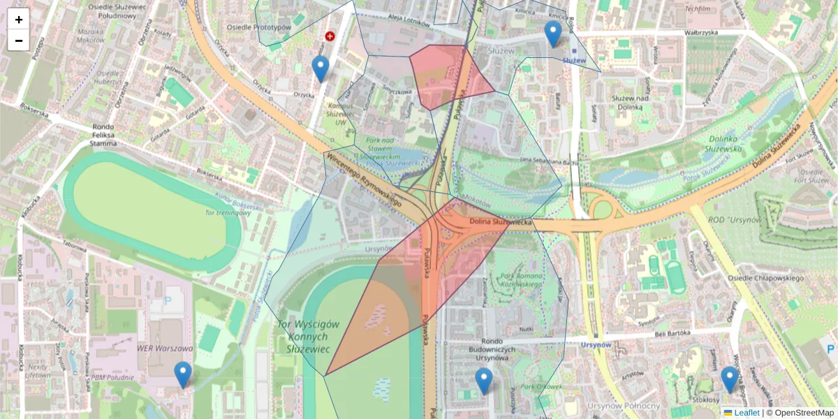 Szczegółowa mapa kodu pocztowego 02-684 z granicami, sąsiednimi kodami pocztowymi i urzędami pocztowymi