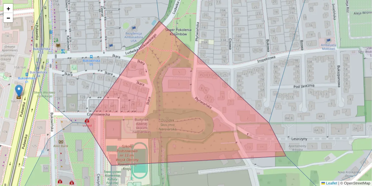 Szczegółowa mapa kodu pocztowego 02-705 z granicami, sąsiednimi kodami pocztowymi i urzędami pocztowymi