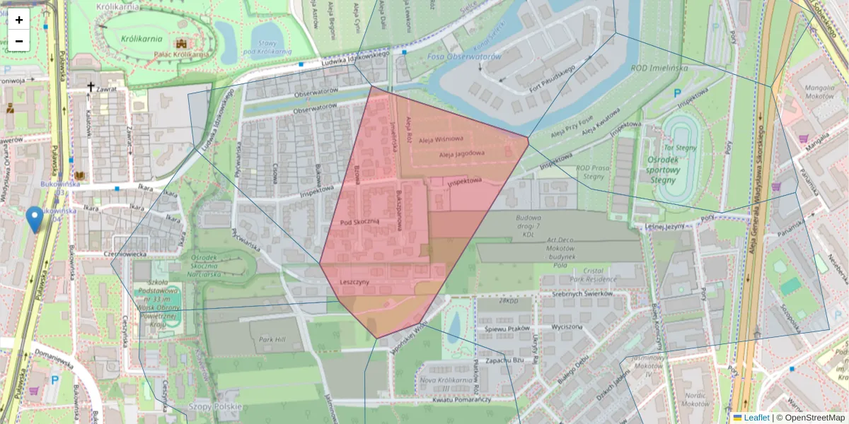 Szczegółowa mapa kodu pocztowego 02-710 z granicami, sąsiednimi kodami pocztowymi i urzędami pocztowymi