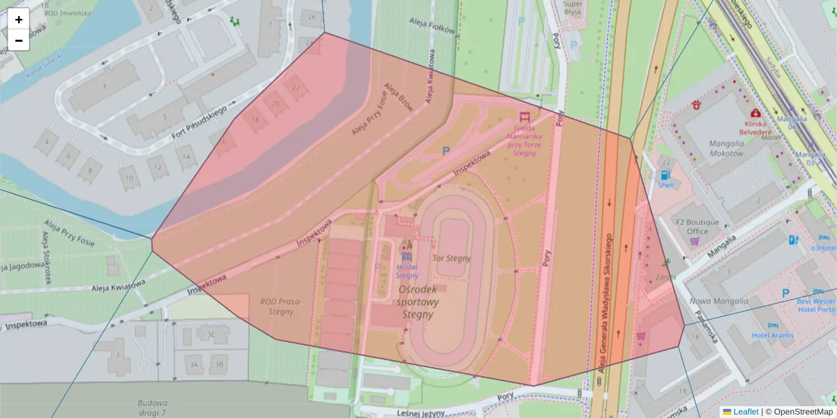 Szczegółowa mapa kodu pocztowego 02-711 z granicami, sąsiednimi kodami pocztowymi i urzędami pocztowymi