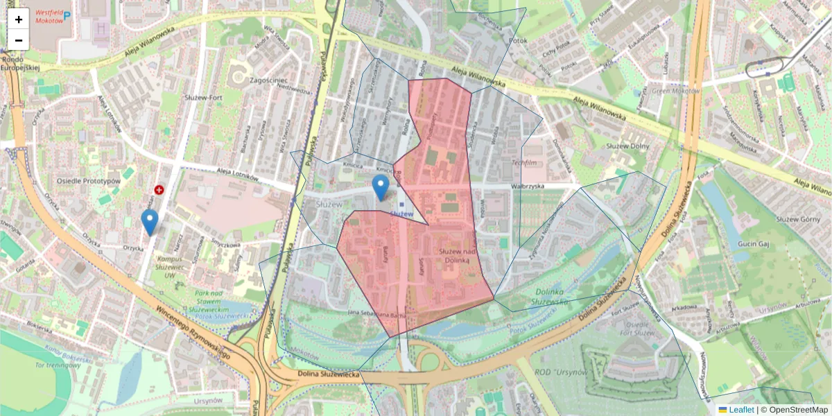 Szczegółowa mapa kodu pocztowego 02-732 z granicami, sąsiednimi kodami pocztowymi i urzędami pocztowymi
