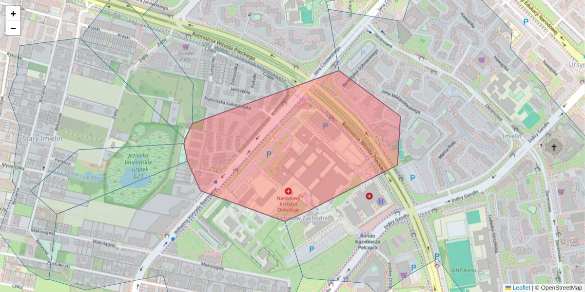 Szczegółowa mapa kodu pocztowego 02-781 z granicami, sąsiednimi kodami pocztowymi i urzędami pocztowymi