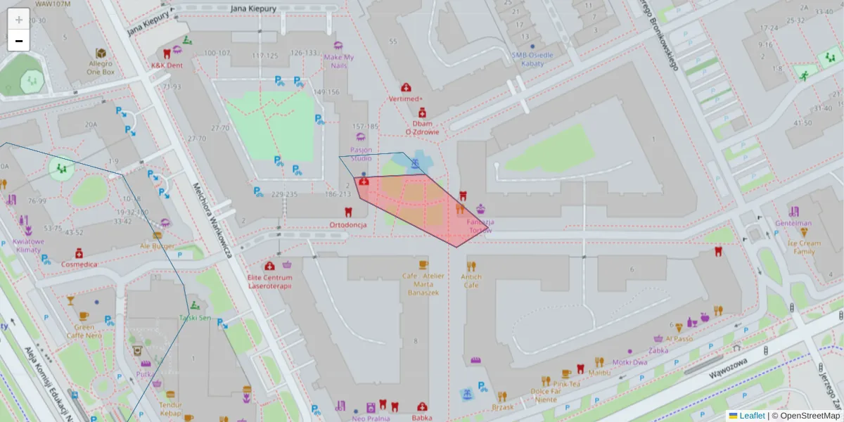 Szczegółowa mapa kodu pocztowego 02-789 z granicami, sąsiednimi kodami pocztowymi i urzędami pocztowymi