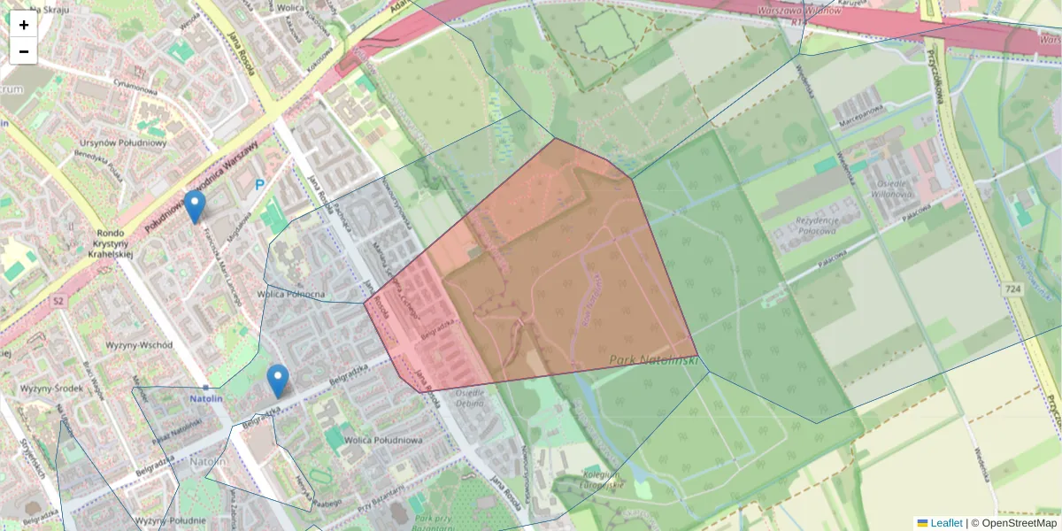 Szczegółowa mapa kodu pocztowego 02-790 z granicami, sąsiednimi kodami pocztowymi i urzędami pocztowymi