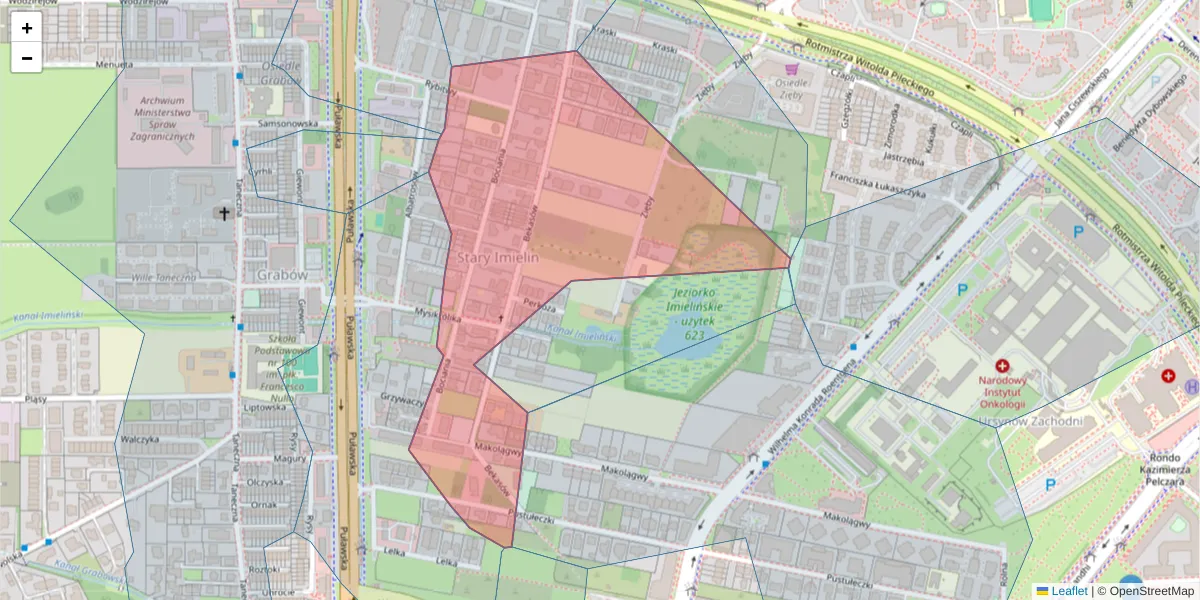 Szczegółowa mapa kodu pocztowego 02-803 z granicami, sąsiednimi kodami pocztowymi i urzędami pocztowymi