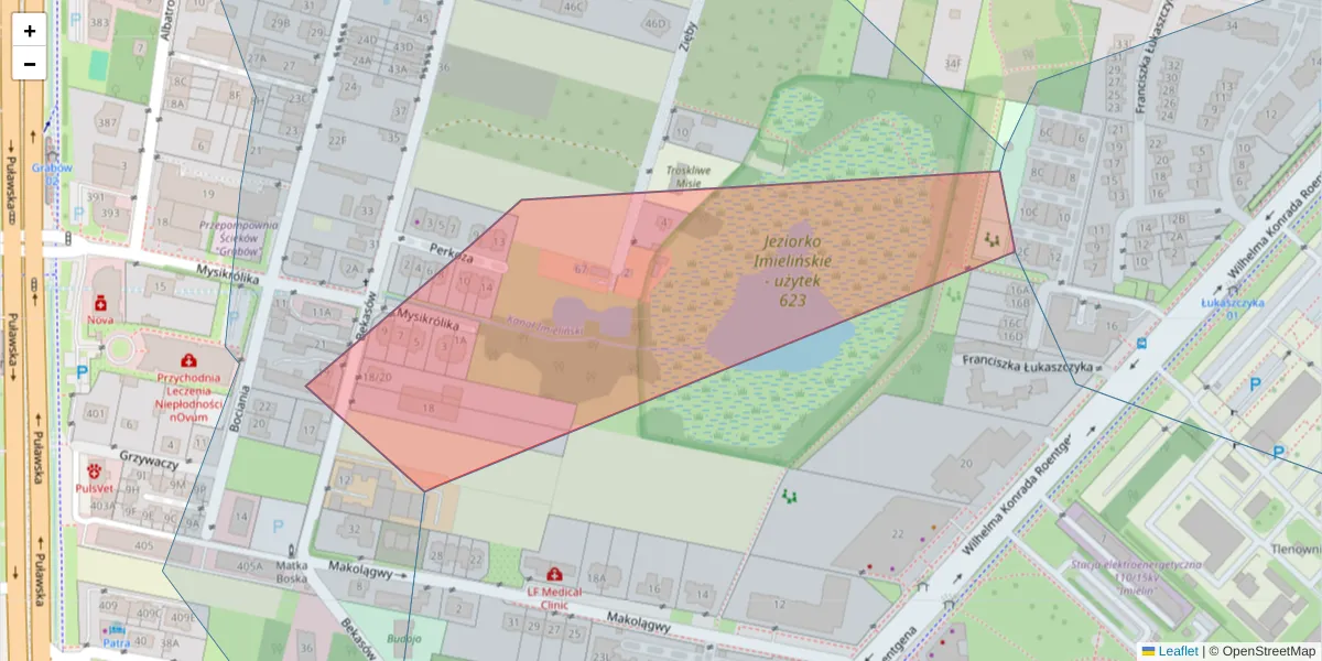Szczegółowa mapa kodu pocztowego 02-809 z granicami, sąsiednimi kodami pocztowymi i urzędami pocztowymi