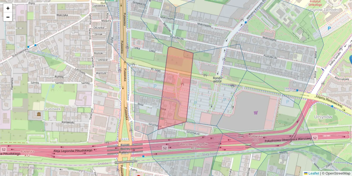 Szczegółowa mapa kodu pocztowego 02-812 z granicami, sąsiednimi kodami pocztowymi i urzędami pocztowymi