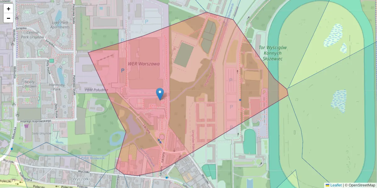 Szczegółowa mapa kodu pocztowego 02-820 z granicami, sąsiednimi kodami pocztowymi i urzędami pocztowymi