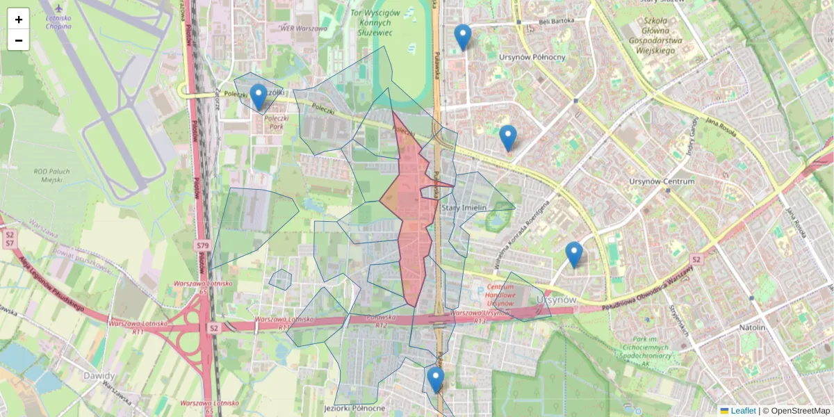 Szczegółowa mapa kodu pocztowego 02-829 z granicami, sąsiednimi kodami pocztowymi i urzędami pocztowymi