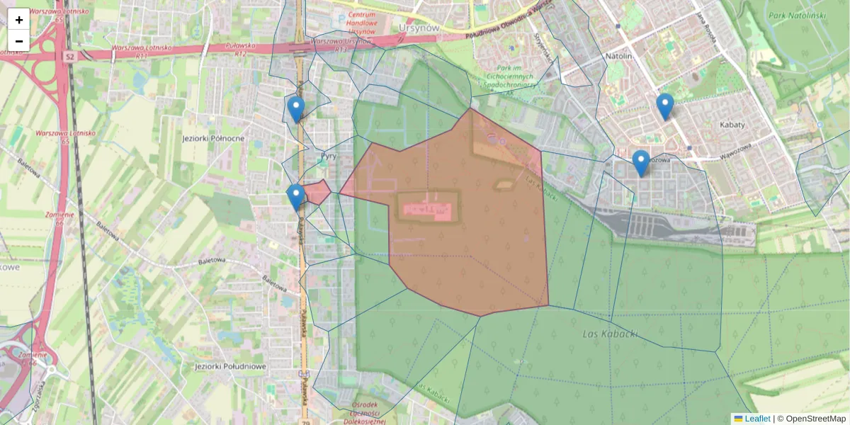 Szczegółowa mapa kodu pocztowego 02-840 z granicami, sąsiednimi kodami pocztowymi i urzędami pocztowymi