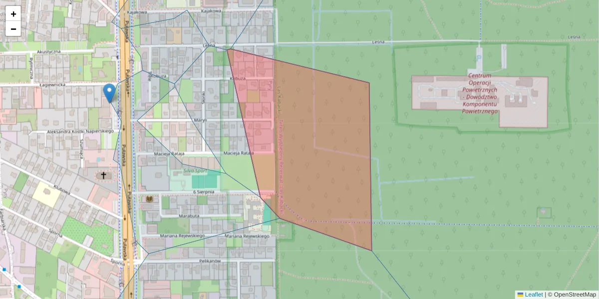 Szczegółowa mapa kodu pocztowego 02-841 z granicami, sąsiednimi kodami pocztowymi i urzędami pocztowymi