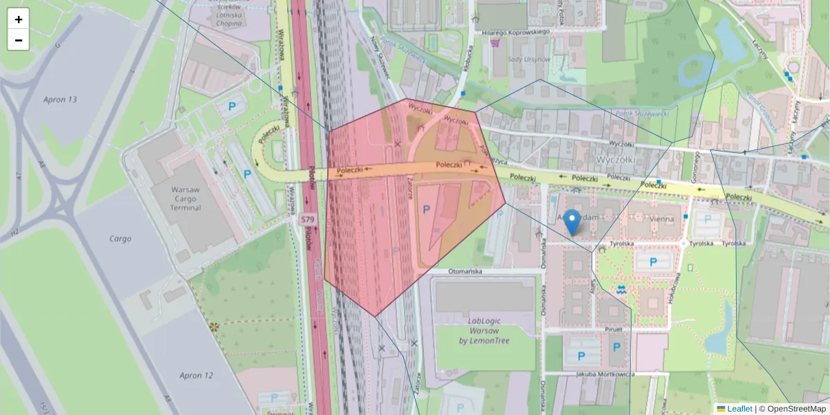 Szczegółowa mapa kodu pocztowego 02-852 z granicami, sąsiednimi kodami pocztowymi i urzędami pocztowymi