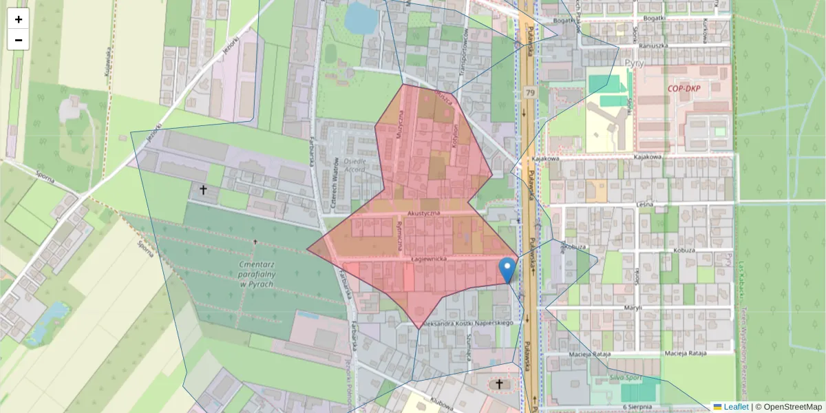 Szczegółowa mapa kodu pocztowego 02-860 z granicami, sąsiednimi kodami pocztowymi i urzędami pocztowymi