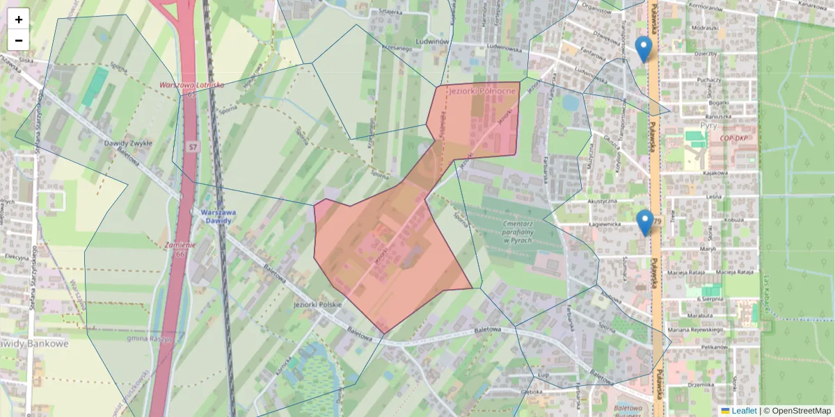 Szczegółowa mapa kodu pocztowego 02-863 z granicami, sąsiednimi kodami pocztowymi i urzędami pocztowymi