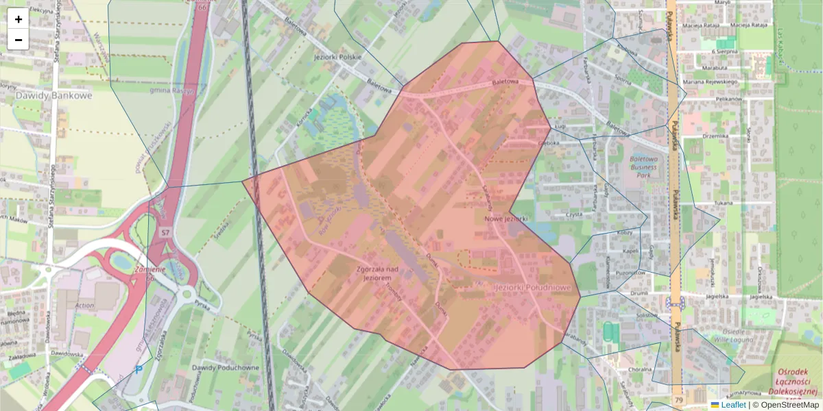 Szczegółowa mapa kodu pocztowego 02-868 z granicami, sąsiednimi kodami pocztowymi i urzędami pocztowymi