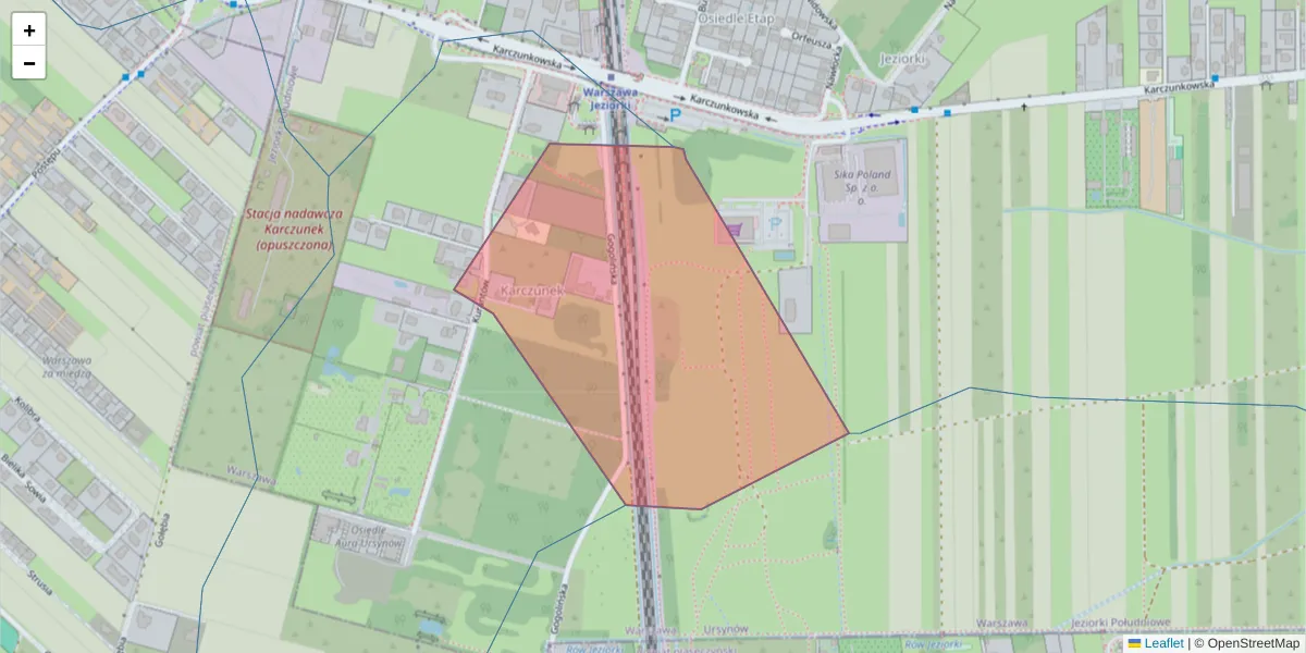 Szczegółowa mapa kodu pocztowego 02-872 z granicami, sąsiednimi kodami pocztowymi i urzędami pocztowymi