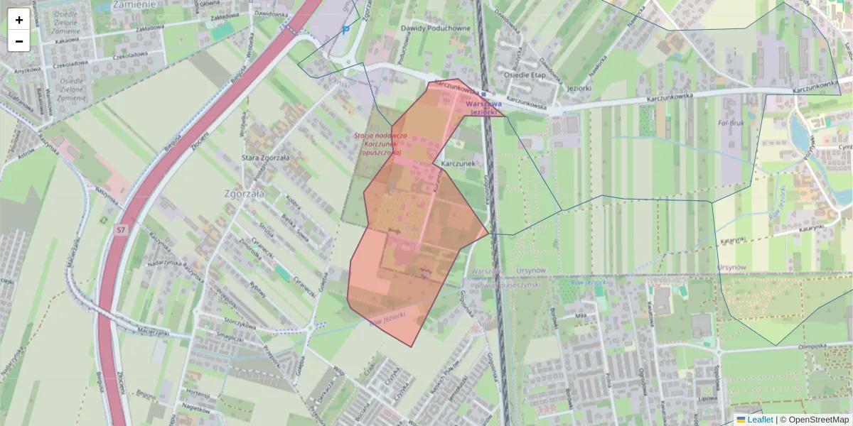 Szczegółowa mapa kodu pocztowego 02-873 z granicami, sąsiednimi kodami pocztowymi i urzędami pocztowymi