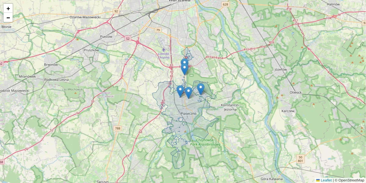 Szczegółowa mapa kodu pocztowego 02-882 z granicami, sąsiednimi kodami pocztowymi i urzędami pocztowymi