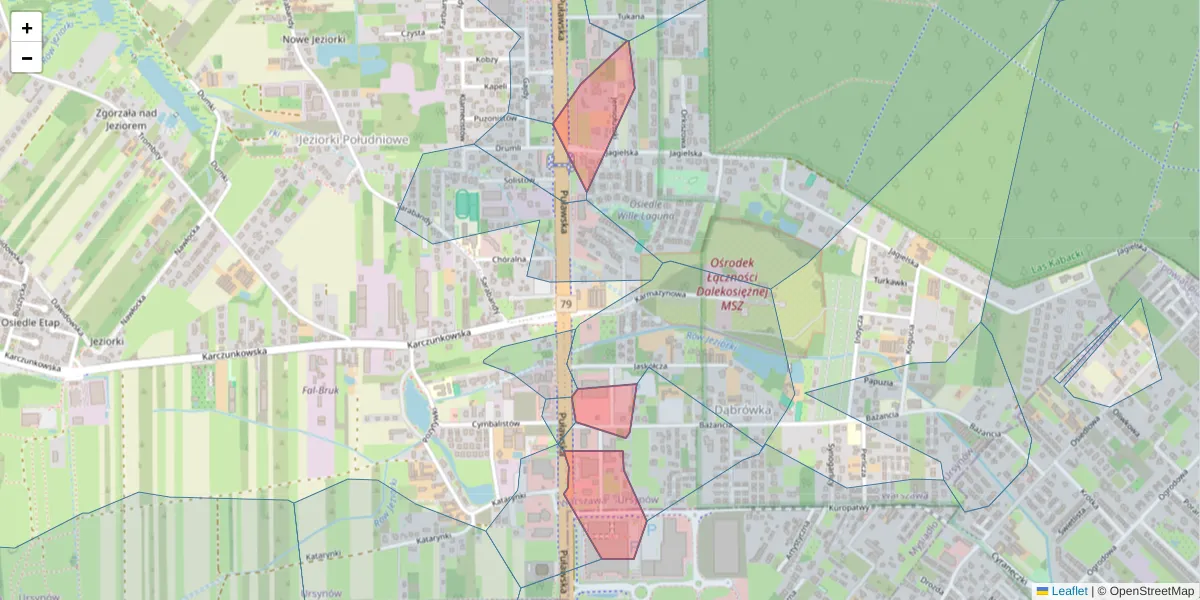 Szczegółowa mapa kodu pocztowego 02-885 z granicami, sąsiednimi kodami pocztowymi i urzędami pocztowymi