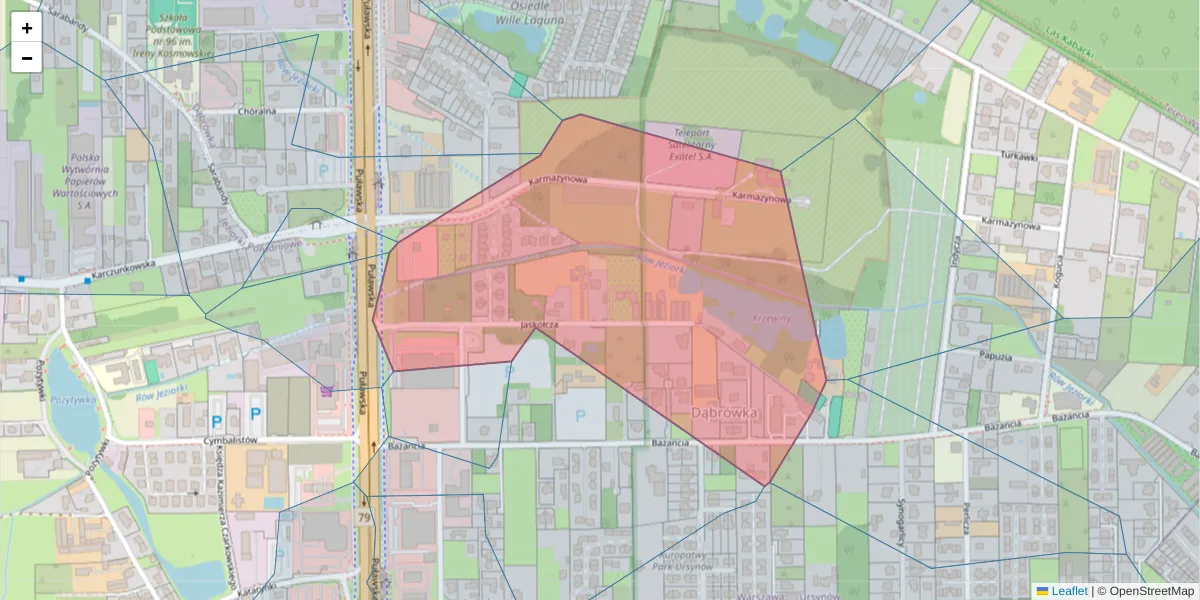Szczegółowa mapa kodu pocztowego 02-891 z granicami, sąsiednimi kodami pocztowymi i urzędami pocztowymi