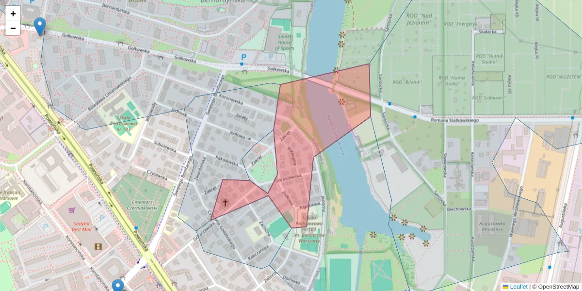 Szczegółowa mapa kodu pocztowego 02-910 z granicami, sąsiednimi kodami pocztowymi i urzędami pocztowymi