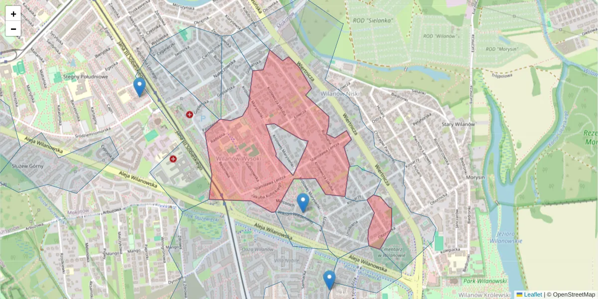 Szczegółowa mapa kodu pocztowego 02-956 z granicami, sąsiednimi kodami pocztowymi i urzędami pocztowymi