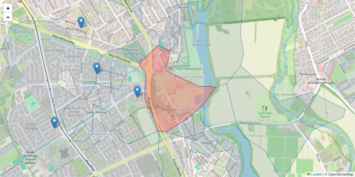 Szczegółowa mapa kodu pocztowego 02-958 z granicami, sąsiednimi kodami pocztowymi i urzędami pocztowymi