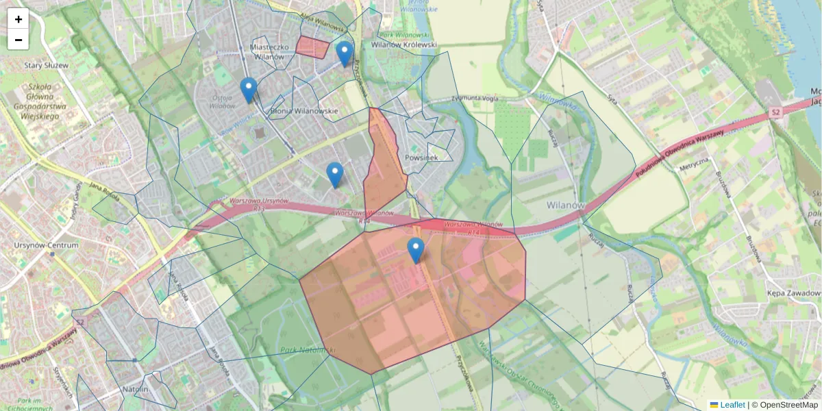 Szczegółowa mapa kodu pocztowego 02-962 z granicami, sąsiednimi kodami pocztowymi i urzędami pocztowymi