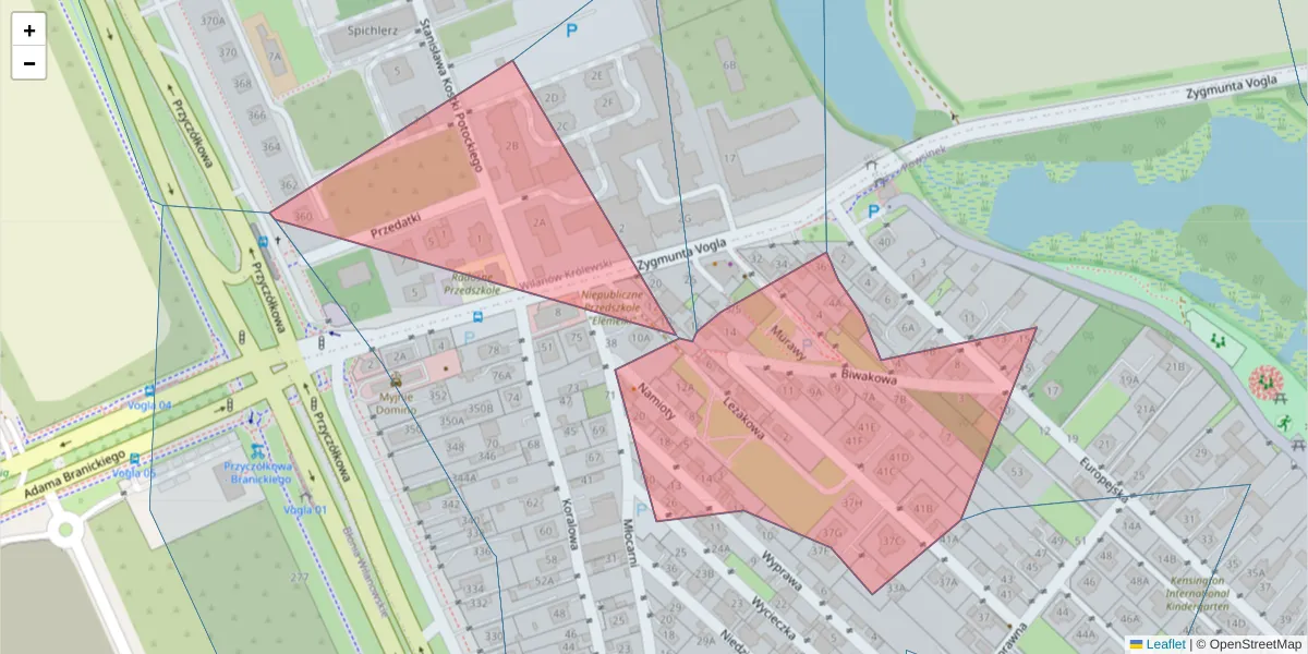 Szczegółowa mapa kodu pocztowego 02-965 z granicami, sąsiednimi kodami pocztowymi i urzędami pocztowymi