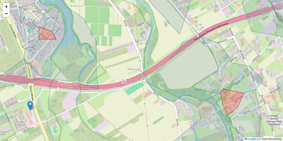 Szczegółowa mapa kodu pocztowego 02-966 z granicami, sąsiednimi kodami pocztowymi i urzędami pocztowymi
