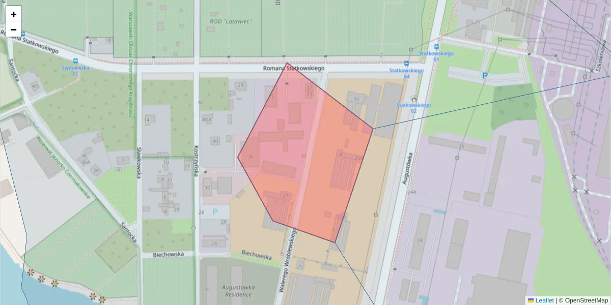Szczegółowa mapa kodu pocztowego 02-978 z granicami, sąsiednimi kodami pocztowymi i urzędami pocztowymi
