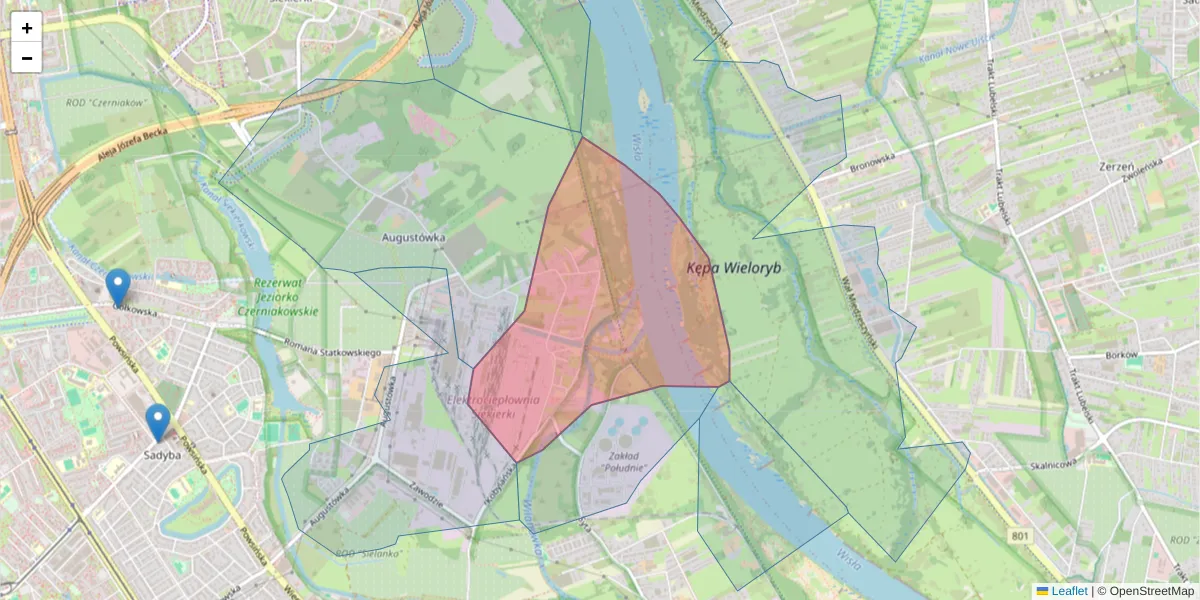 Szczegółowa mapa kodu pocztowego 02-984 z granicami, sąsiednimi kodami pocztowymi i urzędami pocztowymi