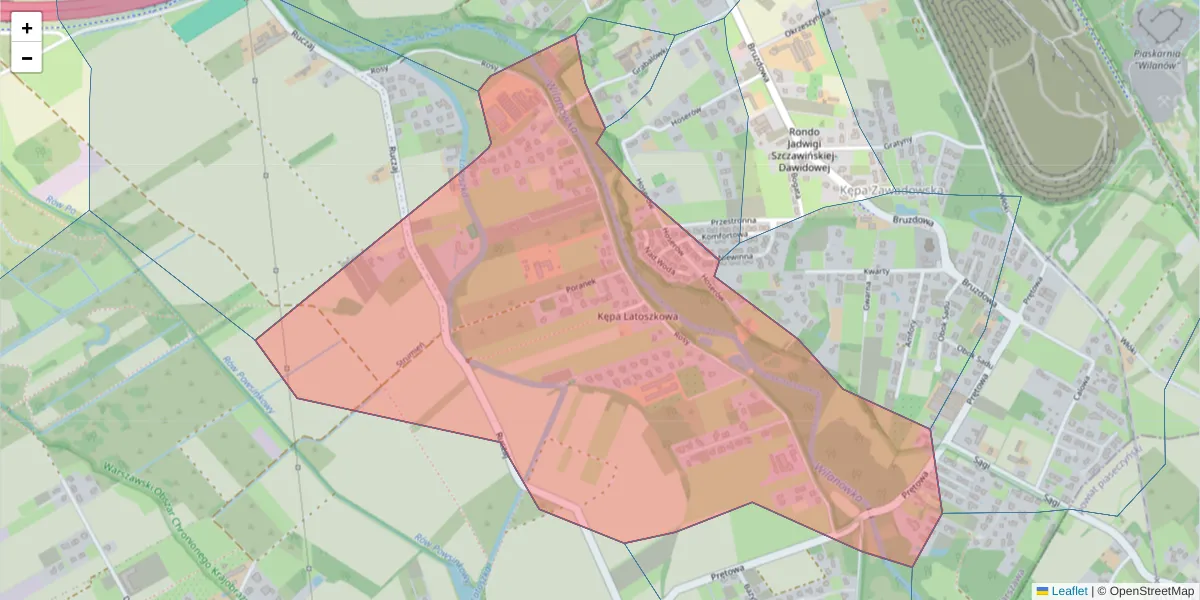 Szczegółowa mapa kodu pocztowego 02-996 z granicami, sąsiednimi kodami pocztowymi i urzędami pocztowymi