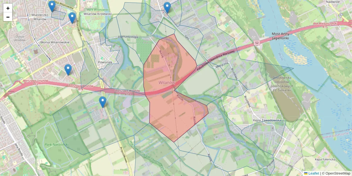 Szczegółowa mapa kodu pocztowego 02-997 z granicami, sąsiednimi kodami pocztowymi i urzędami pocztowymi