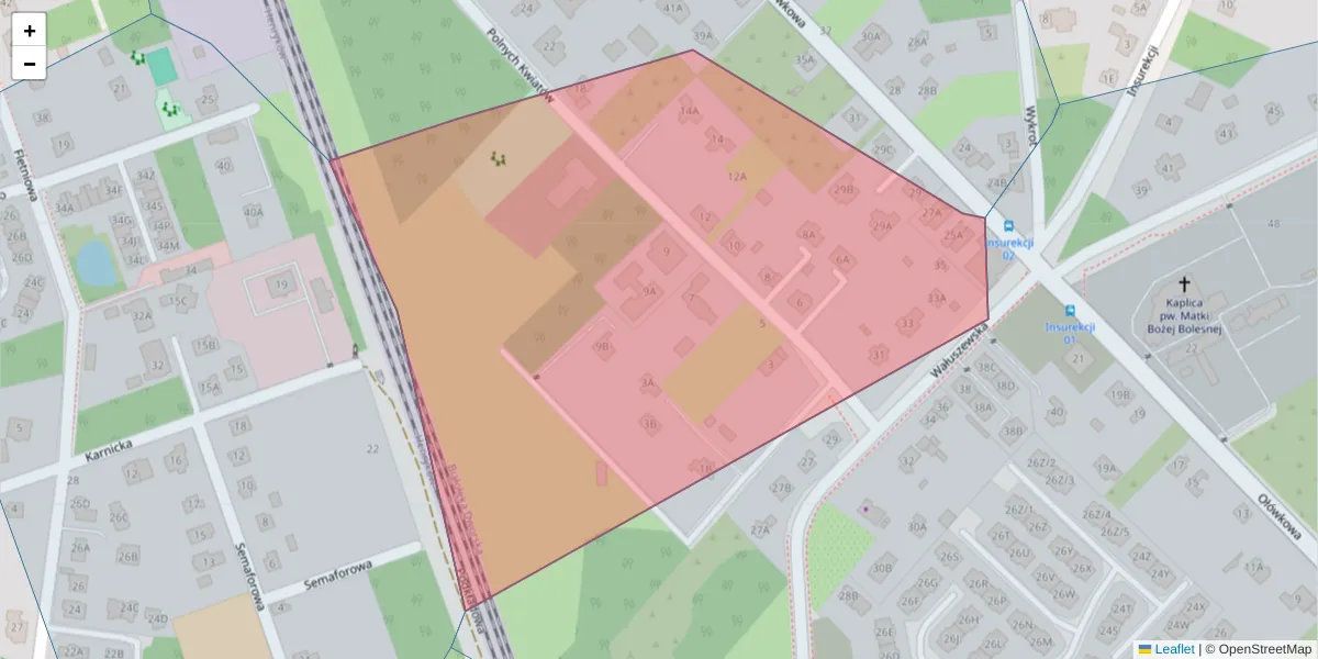 Szczegółowa mapa kodu pocztowego 03-003 z granicami, sąsiednimi kodami pocztowymi i urzędami pocztowymi