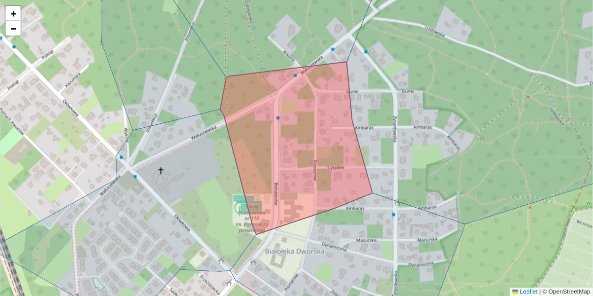 Szczegółowa mapa kodu pocztowego 03-007 z granicami, sąsiednimi kodami pocztowymi i urzędami pocztowymi