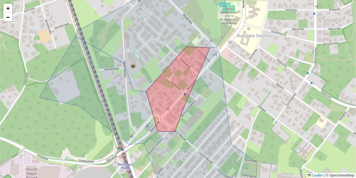 Szczegółowa mapa kodu pocztowego 03-026 z granicami, sąsiednimi kodami pocztowymi i urzędami pocztowymi