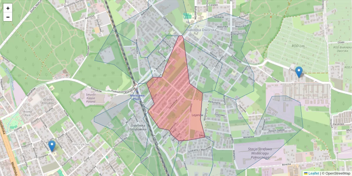 Szczegółowa mapa kodu pocztowego 03-029 z granicami, sąsiednimi kodami pocztowymi i urzędami pocztowymi