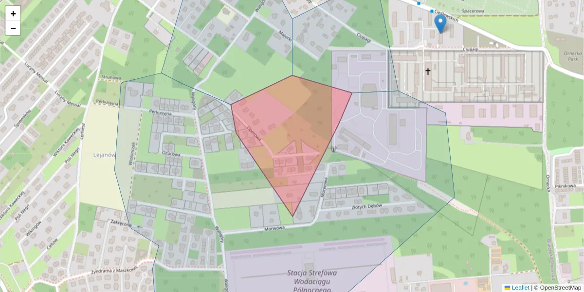 Szczegółowa mapa kodu pocztowego 03-036 z granicami, sąsiednimi kodami pocztowymi i urzędami pocztowymi