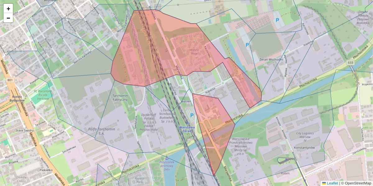 Szczegółowa mapa kodu pocztowego 03-042 z granicami, sąsiednimi kodami pocztowymi i urzędami pocztowymi
