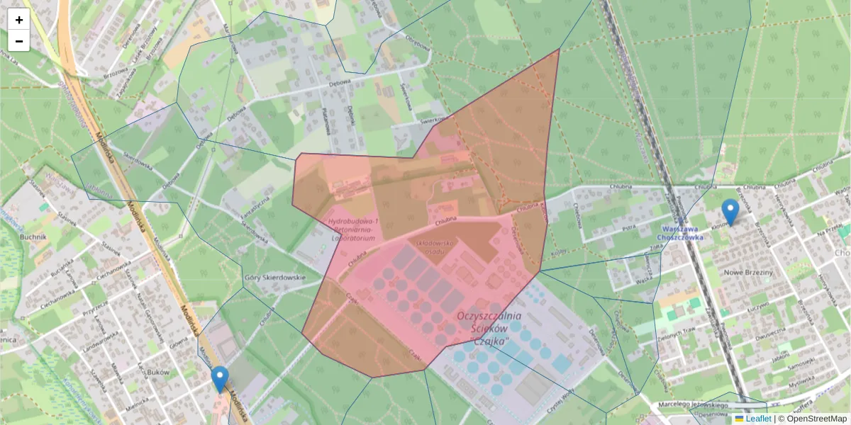 Szczegółowa mapa kodu pocztowego 03-051 z granicami, sąsiednimi kodami pocztowymi i urzędami pocztowymi