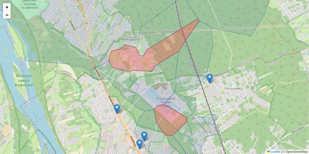 Szczegółowa mapa kodu pocztowego 03-054 z granicami, sąsiednimi kodami pocztowymi i urzędami pocztowymi