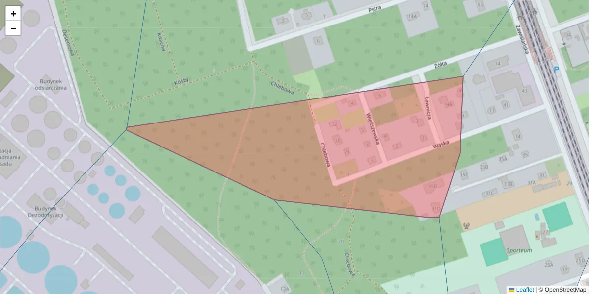 Szczegółowa mapa kodu pocztowego 03-064 z granicami, sąsiednimi kodami pocztowymi i urzędami pocztowymi