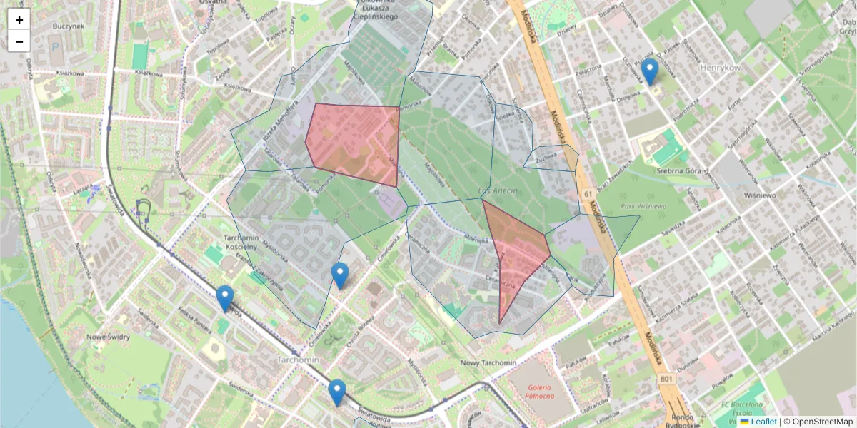 Szczegółowa mapa kodu pocztowego 03-125 z granicami, sąsiednimi kodami pocztowymi i urzędami pocztowymi